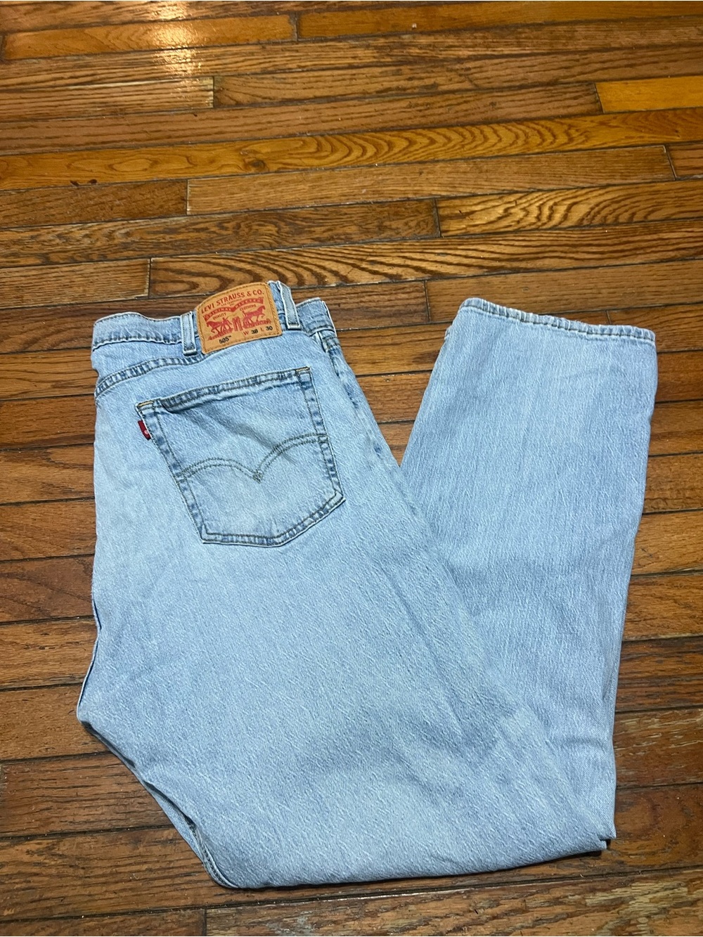 Levi's 505 38x30 Regular Fit Straight Leg Blue Jeans Men